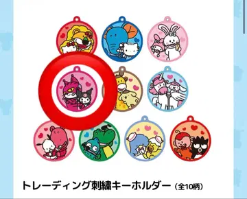 타베코 동물 x 산리오 캐릭터즈 자수 키링 캔뱃지 2세트