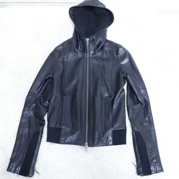 새상품급 MOUSSY 램 가죽 더블 지퍼 후드티 y2k