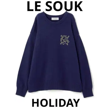 루소크 홀리데이 맨투맨 라이크 니트 풀오버 네이비