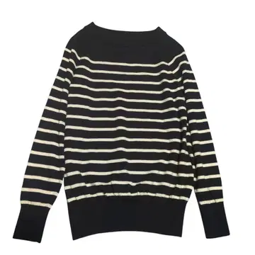 [ 새상품급 ] 23구 23KU 어깨 트임 울 보더 니트 네이비