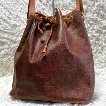 ETRO 빈티지 페이즐리 무늬 PVC 가죽 복조리형 숄더백