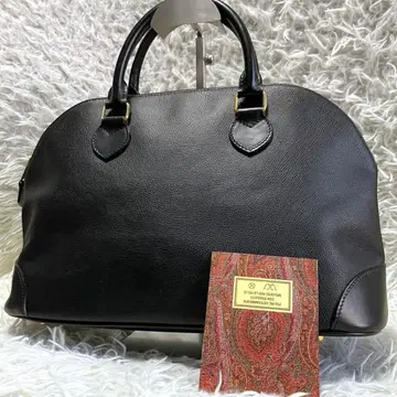 ETRO 빈티지 사피아노 가죽 핸드백 돔형 자립형 블랙