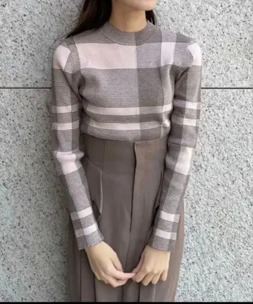 COCO DEAL 코코딜 인터샤 체크 니트 모카 2