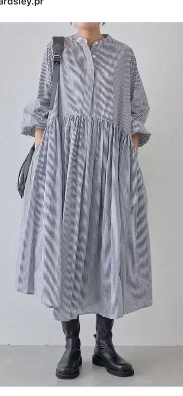 비어즐리 선염 개더 원피스