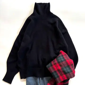 새상품급 저널 스탠다드 리룸 울 캐시미어 하이넥 니트 네이비