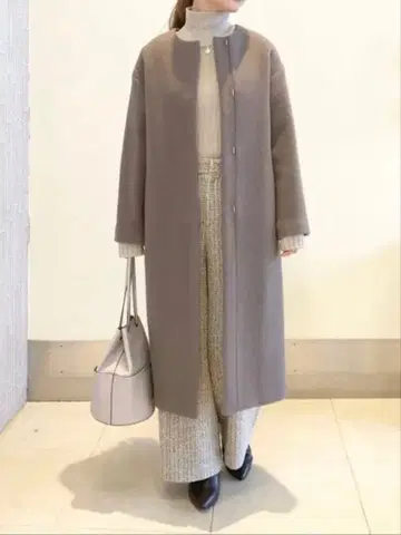 [ IENA ] 램스울 노카라 롱 코트 34