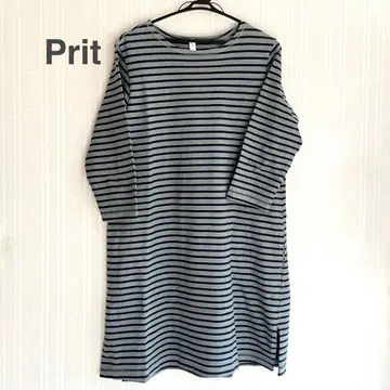 Prit 보더 7부 소매 무릎 기장 튜닉 원피스