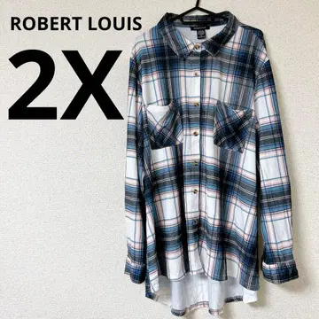 [ 새상품 ] ROBERT LOUIS 긴팔 셔츠 [ 2X ] 체크 네이비
