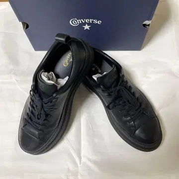 Converse 블랙 플랫폼 스니커즈 가죽 통굽