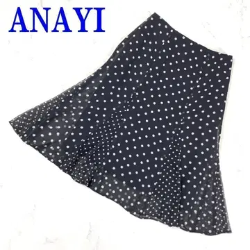 ANAYI 아나이 도트 쉬폰 플레어 스커트 블랙 36 C9667