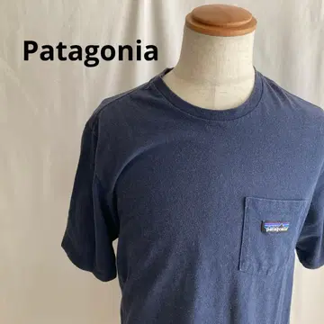 Patagonia 네이비 코튼 T셔츠 포켓 부착