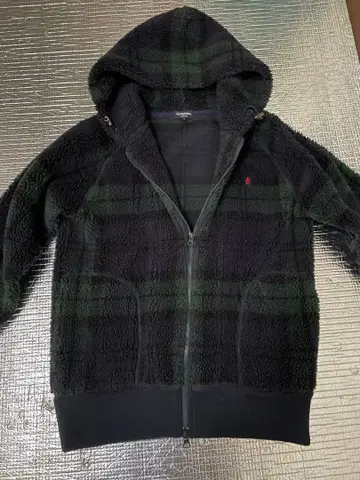 Gymphlex 후드 부착 보아 자켓 L 사이즈 체크 무늬