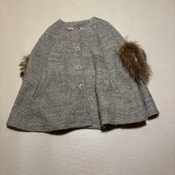 그레이 울 혼방 케이프 코트