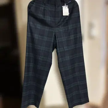 NON NO 체크 무늬 슬랙스 다크 그린 계열