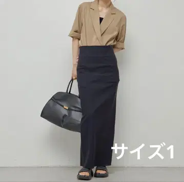 GALLARDAGALANTE 스트레치 하이웨스트 맥시 타이트 스커트 블랙