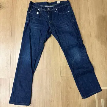 YANDAN 다크 블루 스트레이트 데님