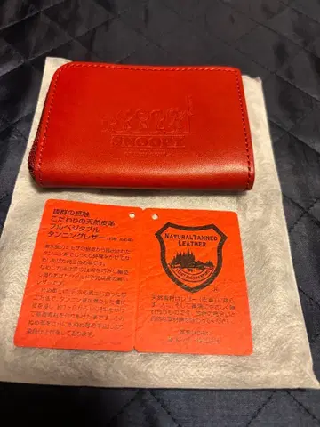 스누피 X 올드 베티즈 도치기 가죽 동전 지갑 카드 케이스 레드