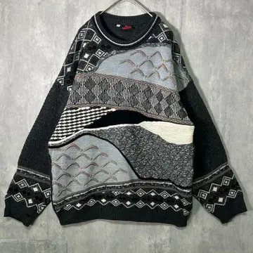 개성파 니트 랜덤 패턴 3D 디자인 스웨터
