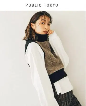 public tokyo 아리스에 마스케 콜라보 울 숏 기장 니트 베스트