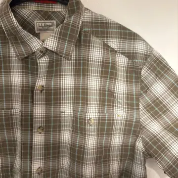 L.L.Bean 반팔 체크 셔츠 카키
