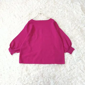 Jines 벌룬 소매 울 100% 니트 스웨터 38 네온 핑크