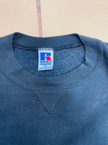 90s USA제 러셀 무지 블랙 맨투맨 XL 앞V 빈티지