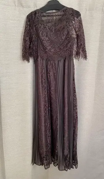 시어 레이스 블라우스 포함 플리츠 레이스 드레스