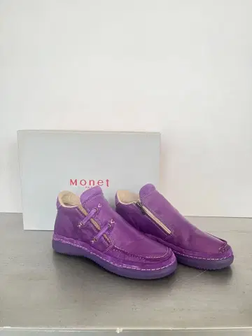 Monet 퍼플 가죽 지퍼 부츠 38(24cm)