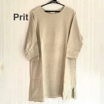prit 베이지 티셔츠 원피스 7부 소매
