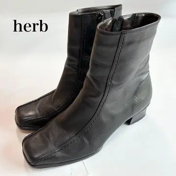 허브 사이드 지퍼 가죽 숏부츠 블랙 컴포트 23.5