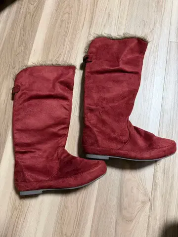 Valle citi 와인 컬러 스웨이드 퍼 롱 부츠 새상품