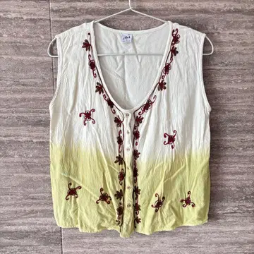 Arj 자수 슬리브리스 튜닉 M 비스코스 소재 새상품급 보헤미안 베스트