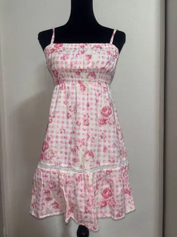 LIZ LISA 슬리브리스 미니 원피스 핑크 체크