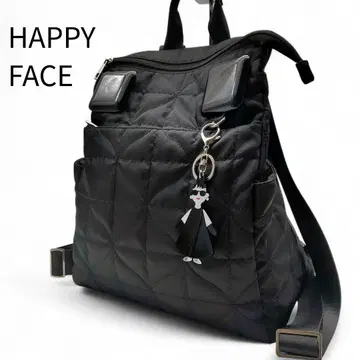HAPPYFACE 해피 페이스 퀼팅 백팩 블랙 참 포함