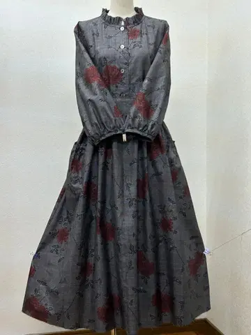 기모노 리메이크 오시마 명주 원피스 앞 버튼 L 사이즈