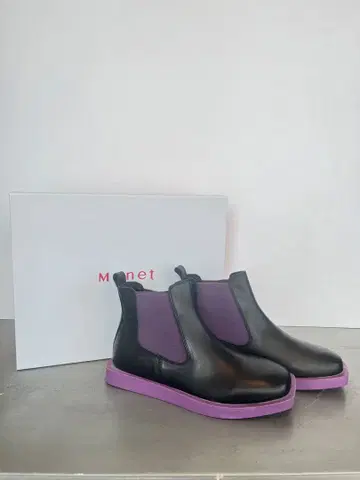 모네 블랙과 보라색 사이드 고어 부츠 38 (24cm)