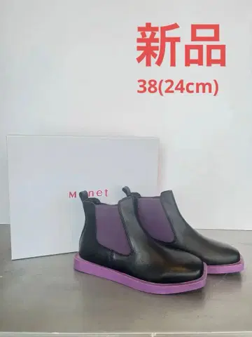 모네 블랙과 보라색 사이드 고어 부츠 38 (24cm)