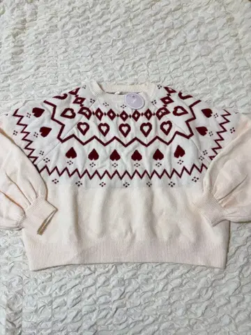 [ 새상품 택 포함 ] 루오시 하트 노르딕 니트 튜닉 LL