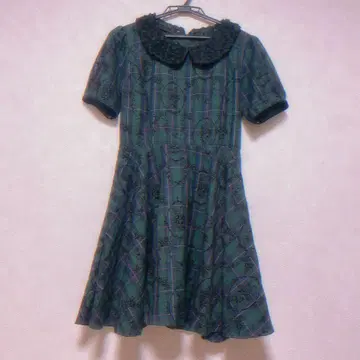 체크 무늬 반팔 원피스 클래식 로리타 내추럴 로리타