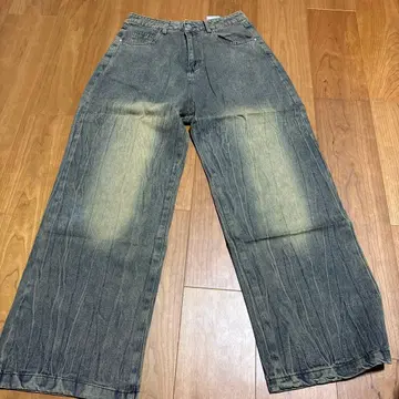 yelo 다크 블루 와이드 레그 데님