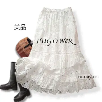 새상품급 허그아워/컷워크 레이스 캉캉 스커트 코튼 프릴 자수