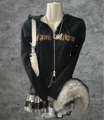 00s 후드티 grunge 표범 무늬 다크코어 헤이세이 갸루 y2k 펑크