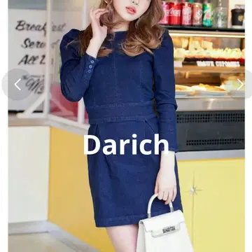 다리치 퍼프숄 데님 미니 원피스
