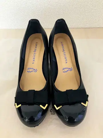 [일본제] 블랙 레인 펌프스 리본 블랙