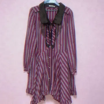 퍼플 스트라이프 원피스