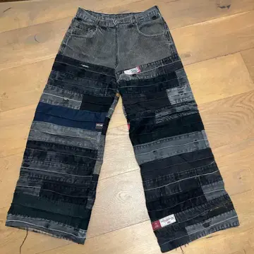 재구축 데님 리메이크 팬츠 도킹 블랙 플레어 리메이크 팬츠 2