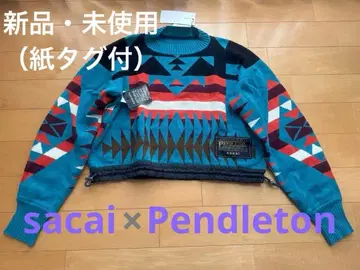 [ 새상품 미사용 ] 사카이 sacai x 펜들턴 콜라보 니트 블루