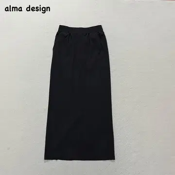 t2287 [알마 디자인] 리브 니트 타이트 스커트 롱 스커트 블랙