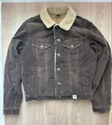 아바클로 보아 카라 부착 브라운 코튼 자켓