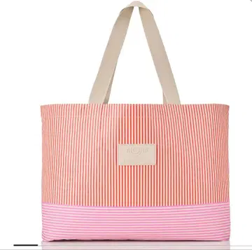 알로하 컬렉션 토트백 오렌지와 핑크 스트라이프